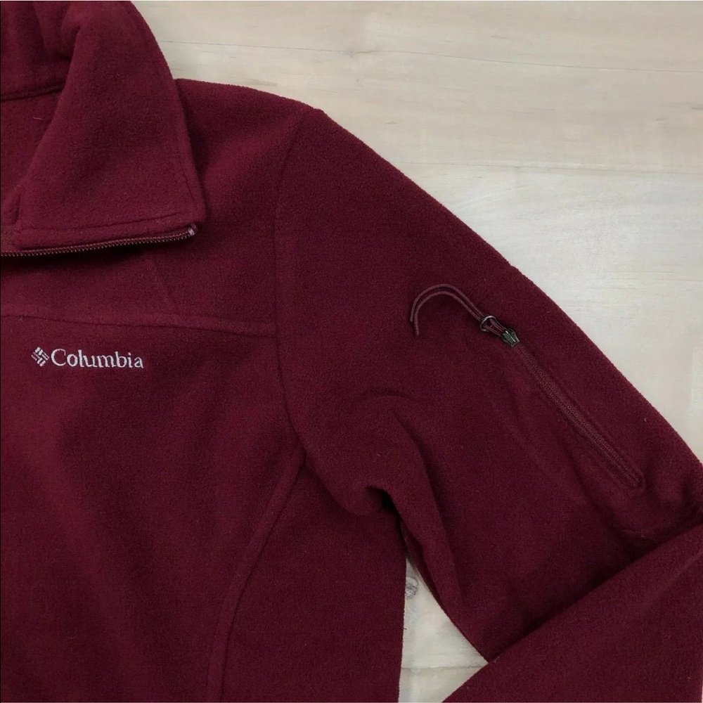 Columbia Jacket Fleece Lightweight Zip Up Burgundy - Picture 3 of 8